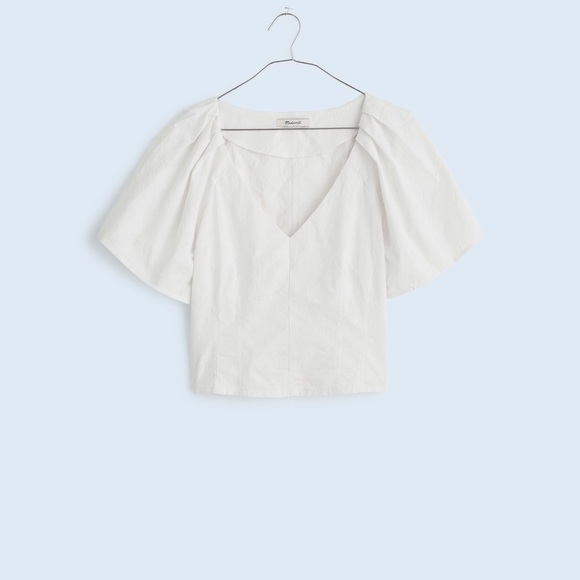 NWT Madewell Darted V-Neck Top Floral White Slightly Cropped Sz 8 - Picture 6 of 11